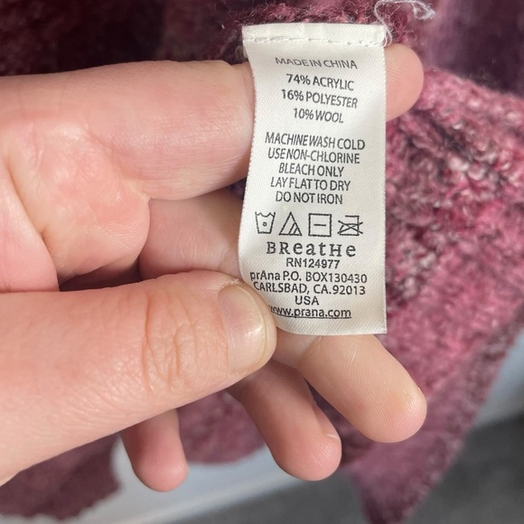 Prana Rhonda Open Duster Wool Blend Cardigan in Red/Pink Size S - Picture 11 of 13